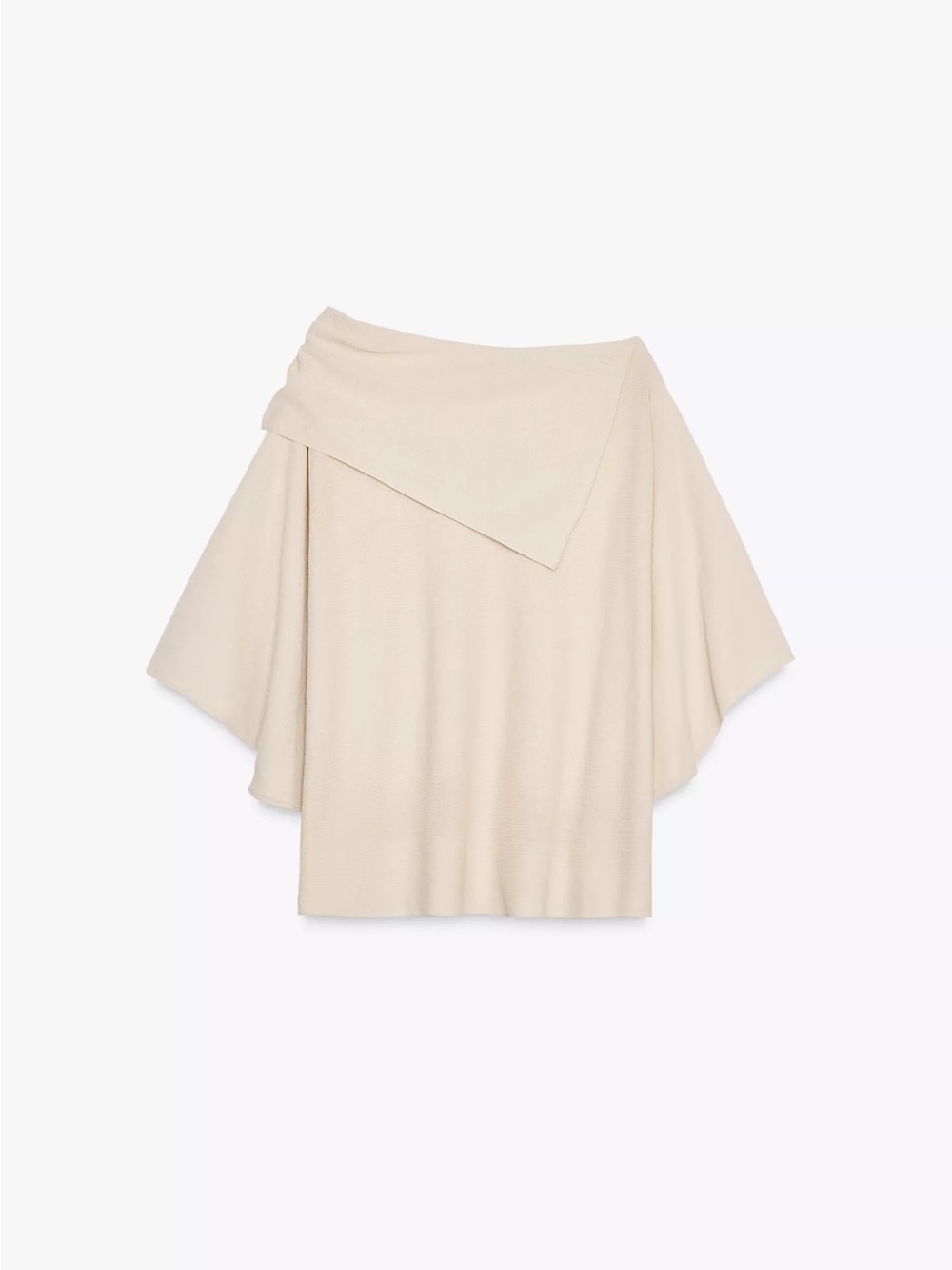 ZARA Cream Asymmetric Draped Women's Soft Knit Top